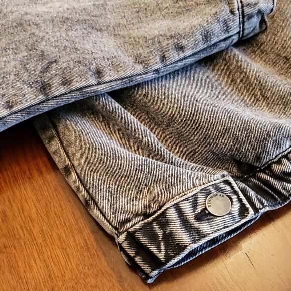 Ashley-Vintage Charm Women Cropped Denim Hoodie Jacket Faded Black L - Picture 6 of 8